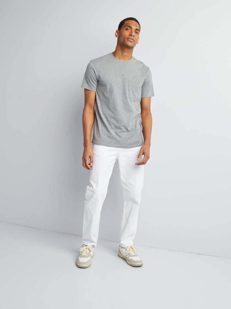 Jean tapered slim / coupe fuselée 5 poches blanc - Kiabi