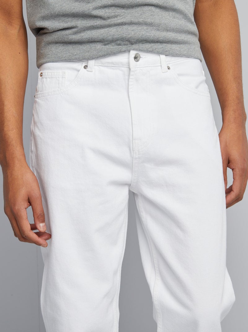 Jean tapered slim / coupe fuselée 5 poches blanc - Kiabi