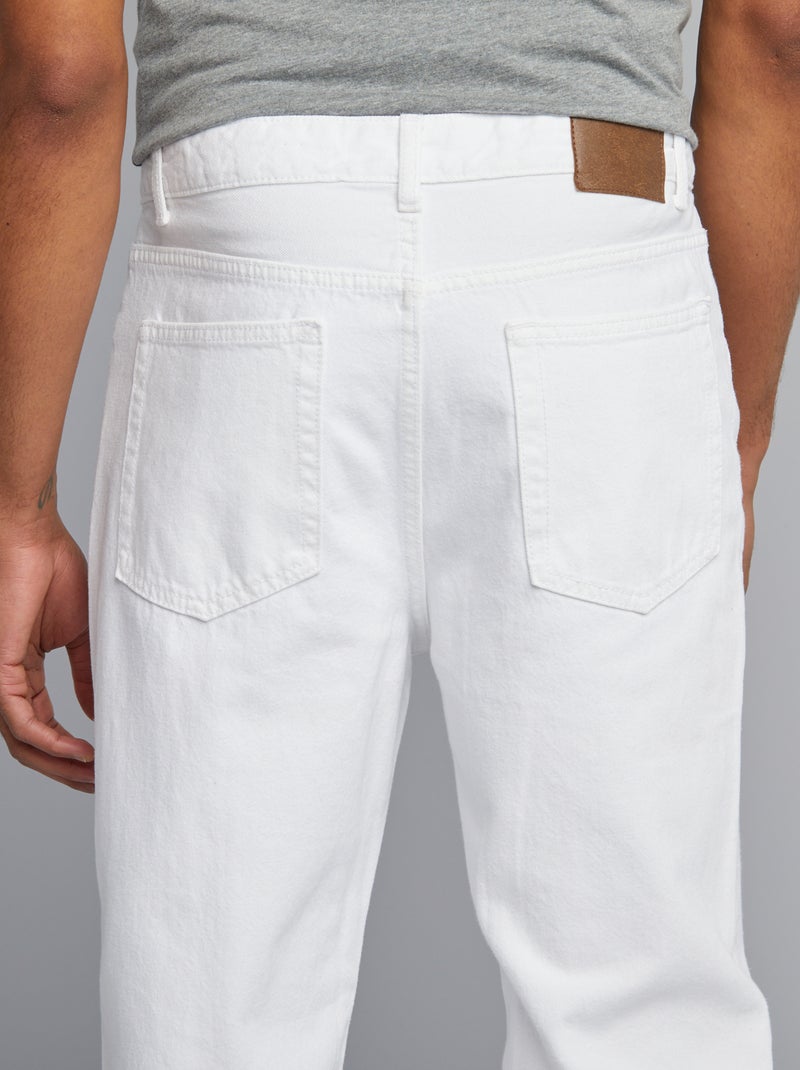 Jean tapered slim / coupe fuselée 5 poches blanc - Kiabi