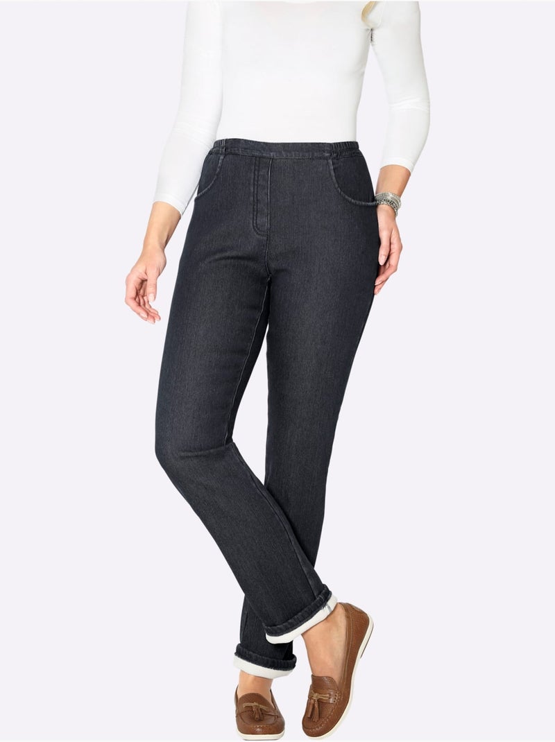 Jean thermique doublure polaire chaude - Taille courte - moda vilona Noir - Kiabi