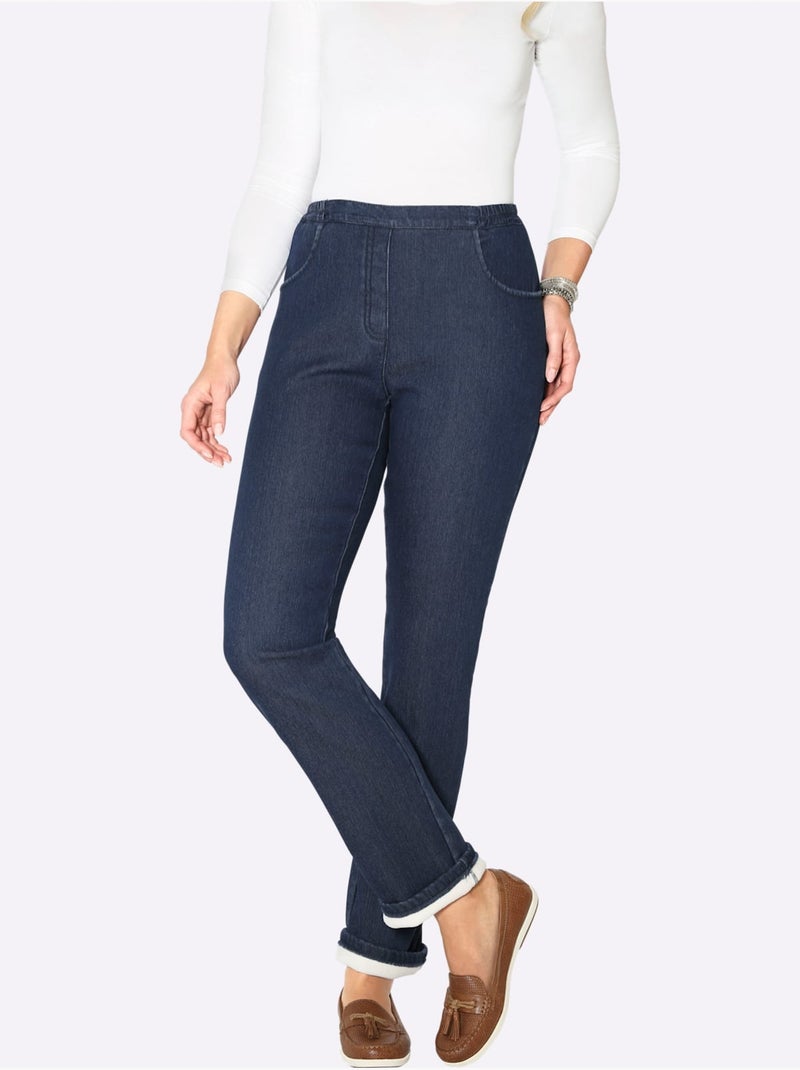 Jean thermique doublure polaire chaude - taille standard - moda vilona Bleu foncé - Kiabi