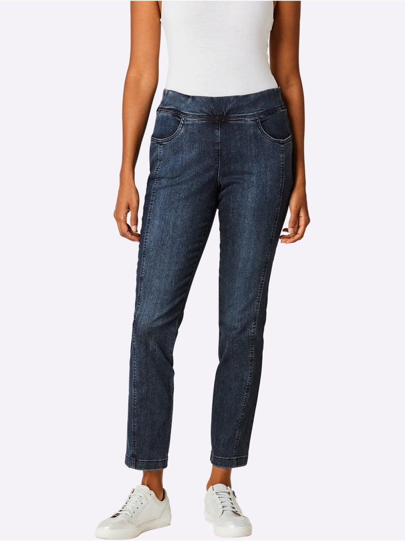 Jean Très Extensible - Taille Courte - Helline Bleu Noir - Kiabi