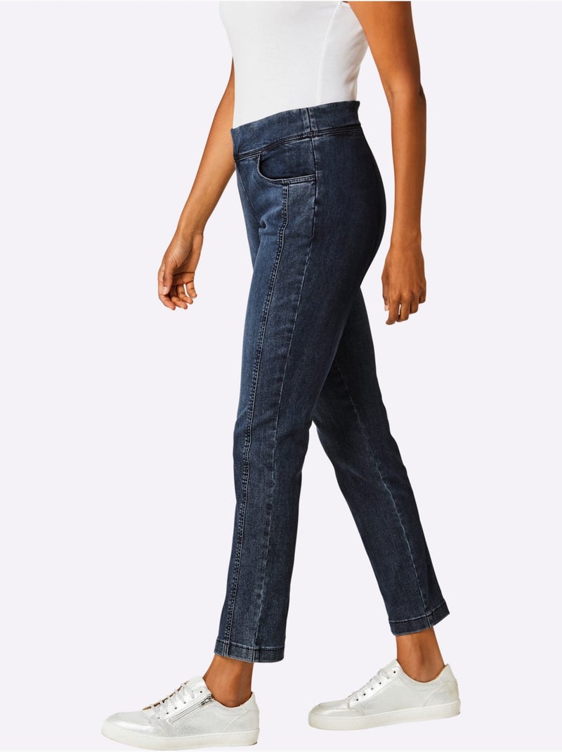 Jean Très Extensible - Taille Courte - Helline Bleu Noir - Kiabi