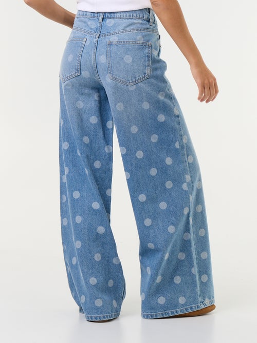 Jean wid leg taille haute à pois - Kiabi