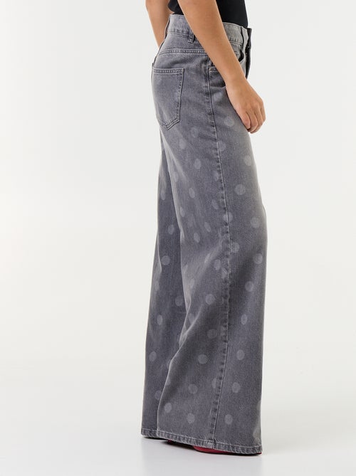 Jean wid leg taille haute à pois - Kiabi