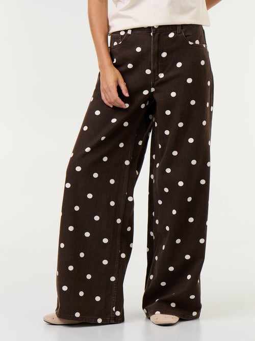 Jean wid leg taille haute à pois - Kiabi