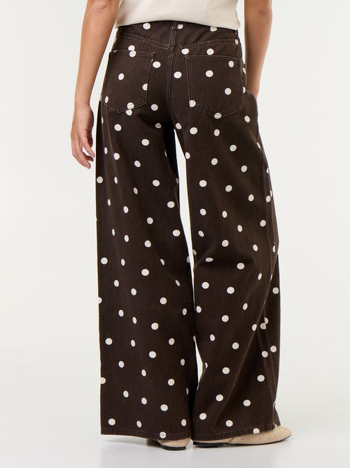 Jean wid leg taille haute à pois - Kiabi