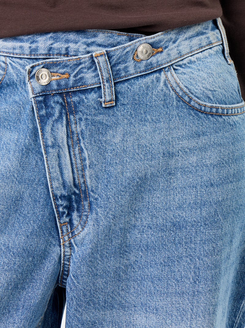 Jean wide avec patte de boutonnage décalée Bleu - Kiabi