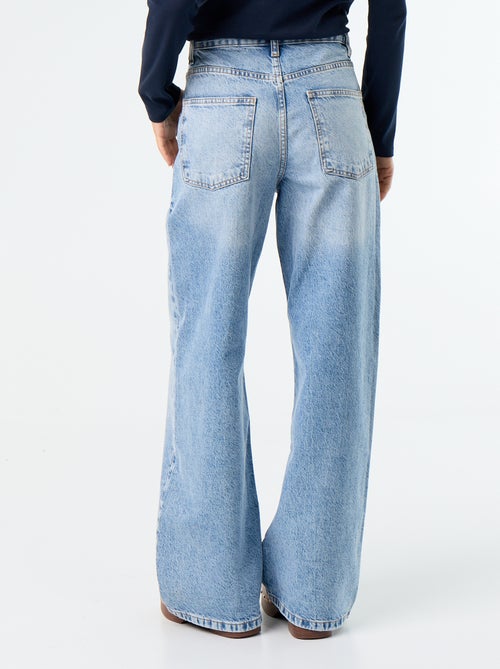 Jean wide avec patte de boutonnage décalée - Kiabi Jean wide avec patte de boutonnage décalée - Kiabi