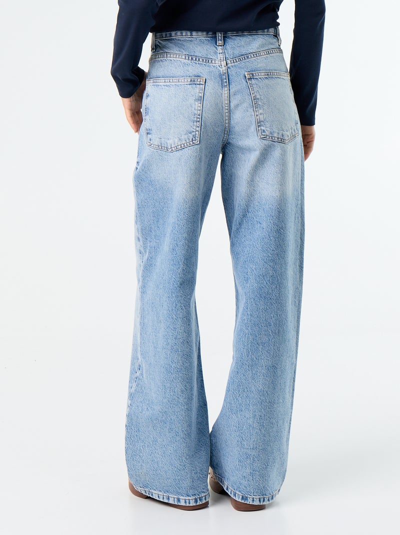 Jean wide avec patte de boutonnage décalée Bleu - Kiabi