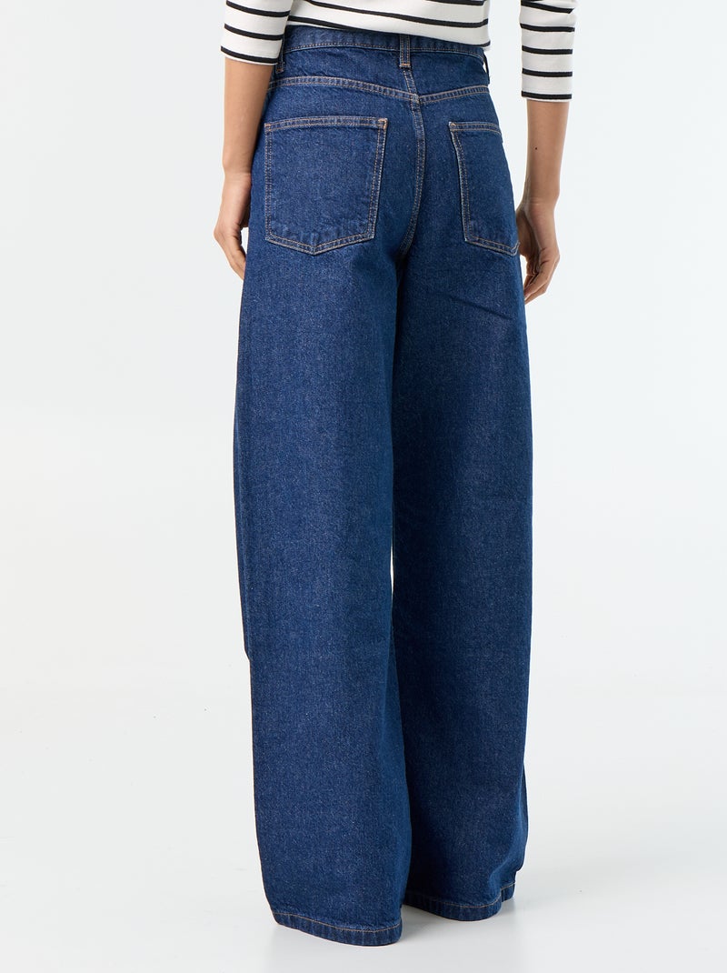 Jean wide avec patte de boutonnage décalée Bleu - Kiabi
