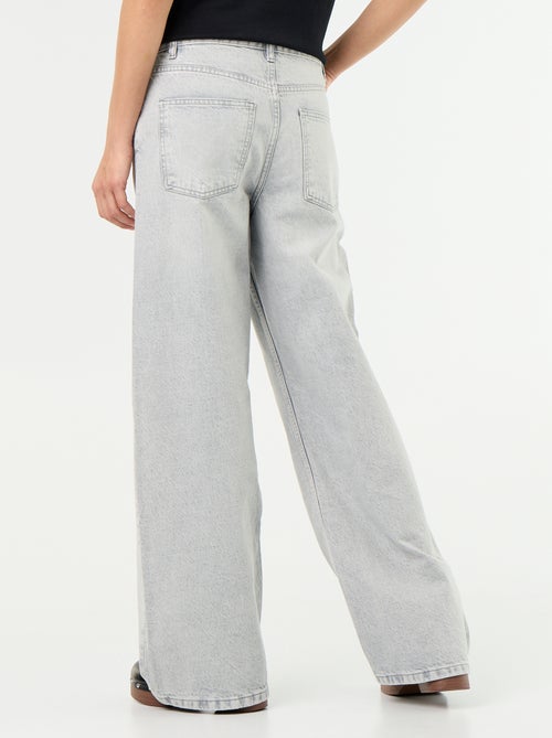 Jean wide avec patte de boutonnage décalée - Kiabi Jean wide avec patte de boutonnage décalée - Kiabi