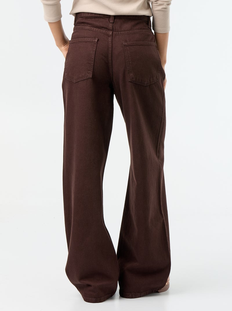 Jean wide avec patte de boutonnage décalée Marron - Kiabi