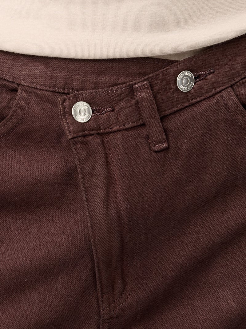 Jean wide avec patte de boutonnage décalée Marron - Kiabi