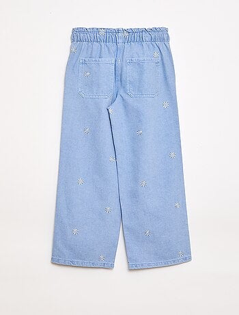 Jean wide leg à motif brodé