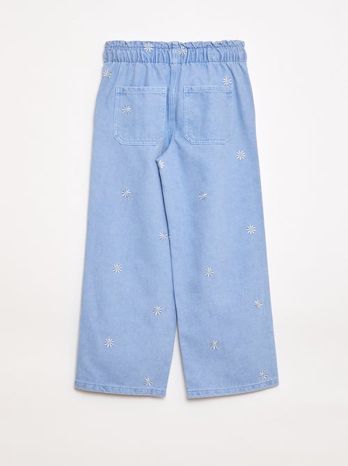 Jean wide leg à motif brodé - Kiabi