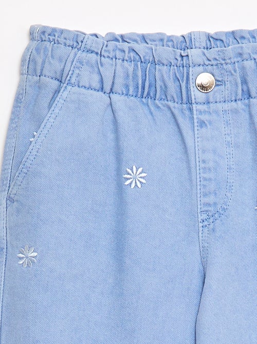 Jean wide leg à motif brodé - Kiabi