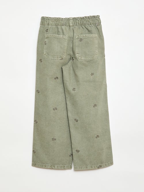 Jean wide leg à motif brodé - Kiabi