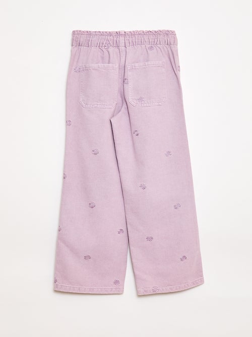 Jean wide leg à motif brodé - Kiabi