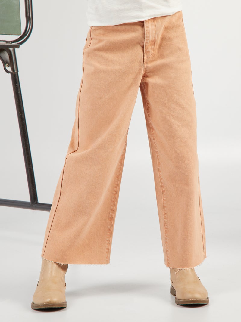 Jean wide leg à taille haute Beige - Kiabi