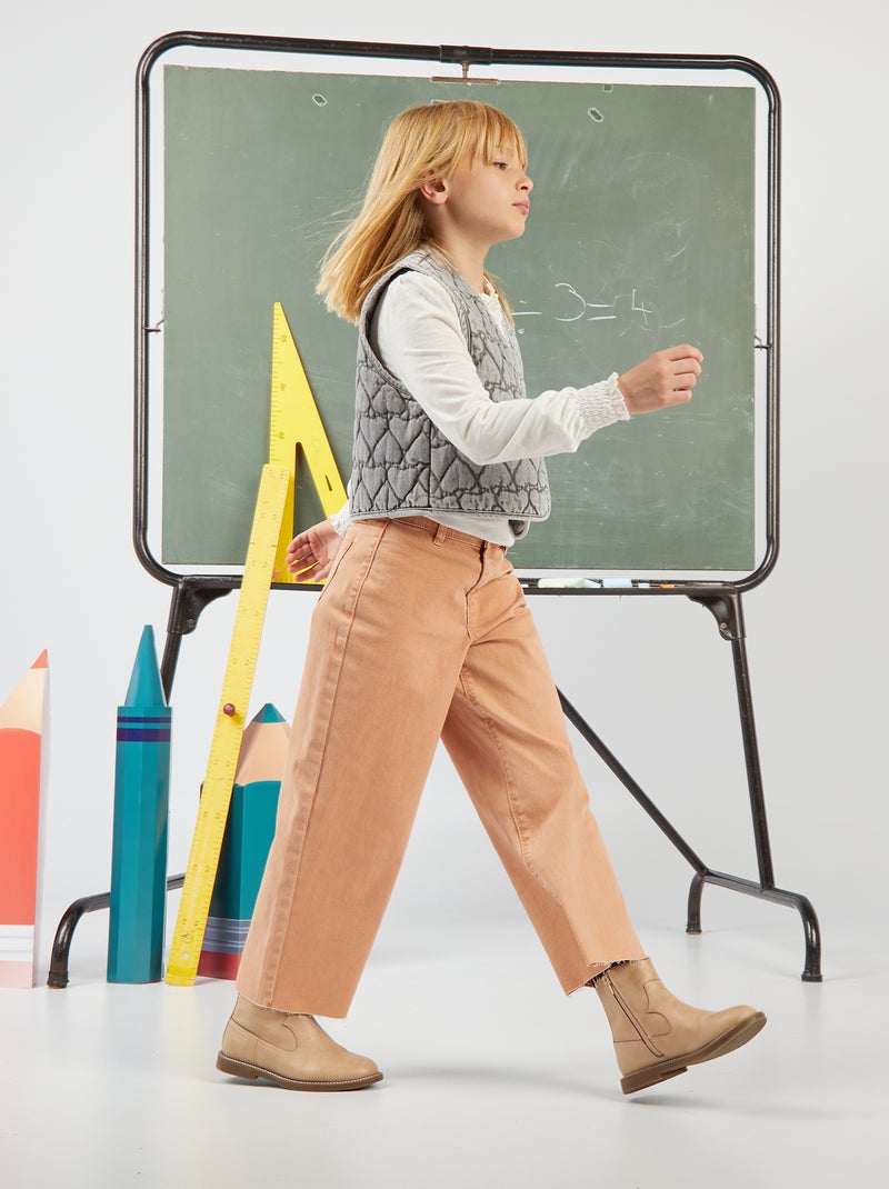 Jean wide leg à taille haute Beige - Kiabi