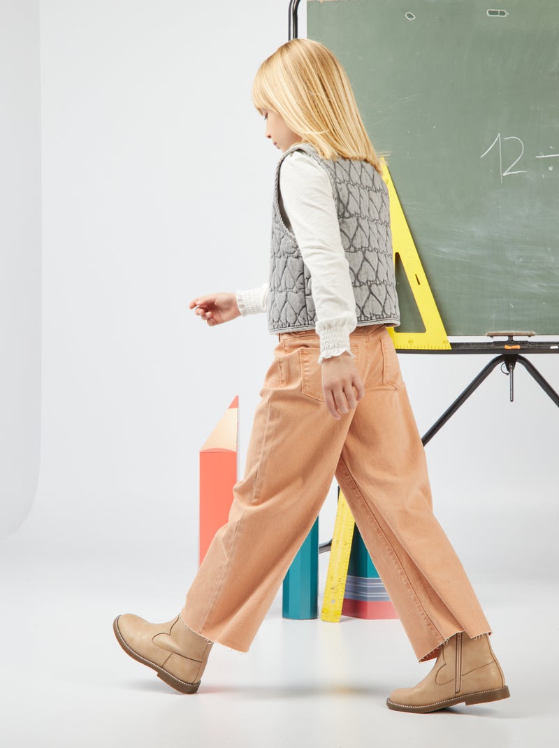 Jean wide leg à taille haute Beige - Kiabi