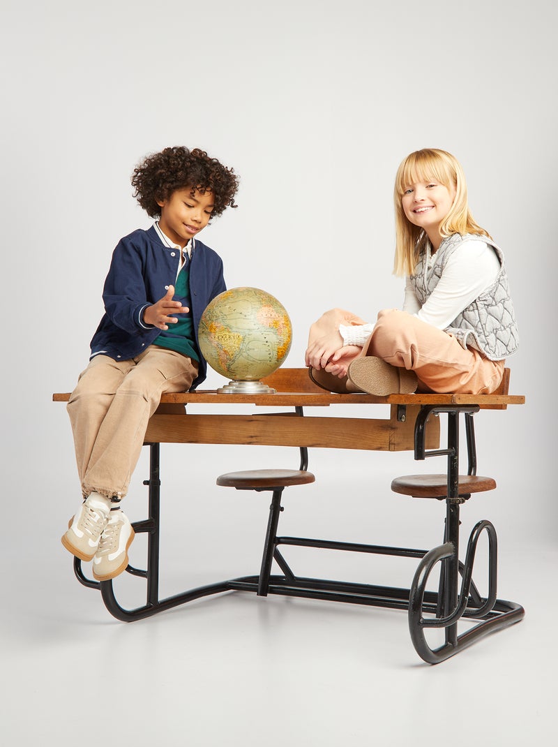 Jean wide leg à taille haute Beige - Kiabi