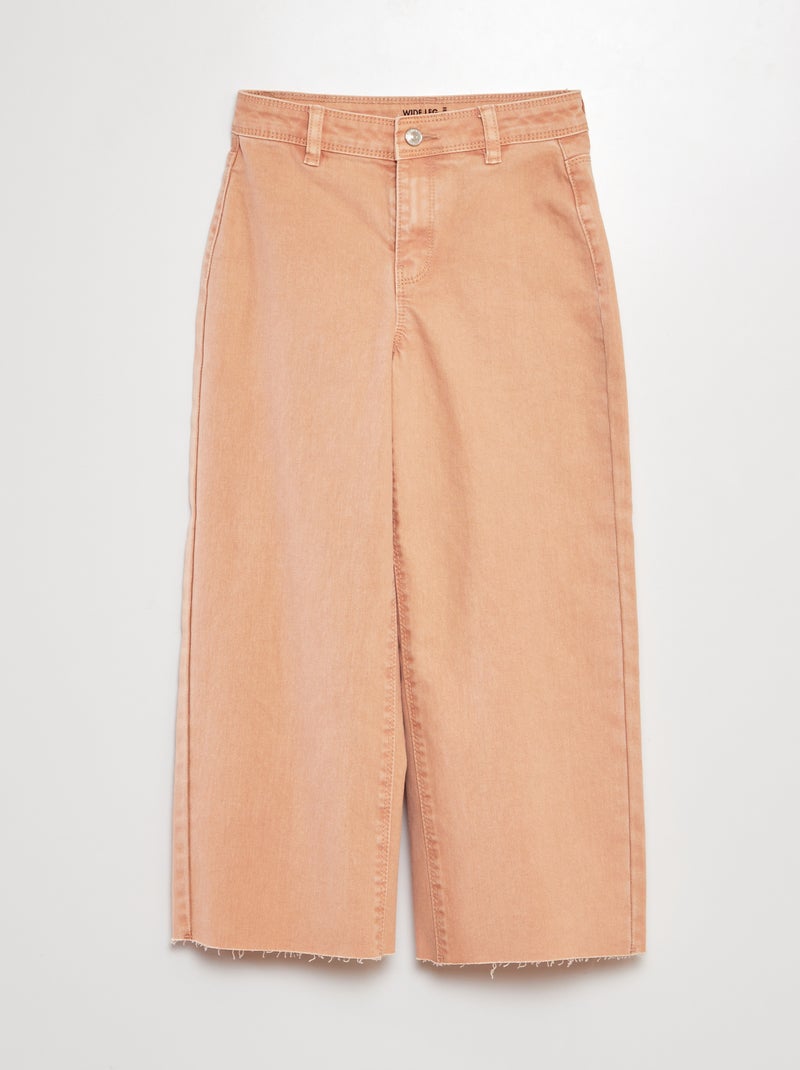 Jean wide leg à taille haute Beige - Kiabi