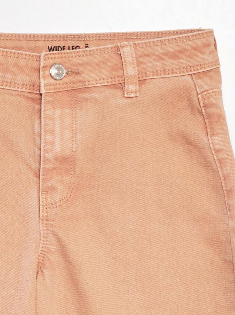 Jean wide leg à taille haute Beige - Kiabi