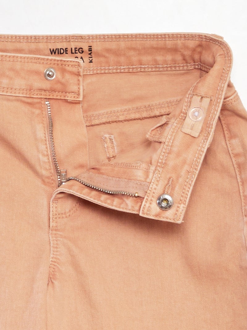 Jean wide leg à taille haute Beige - Kiabi