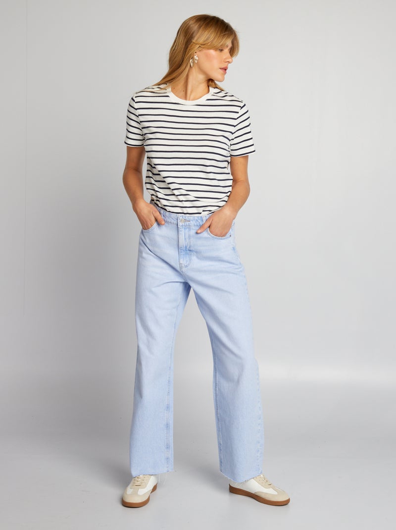 Jean wide leg à taille haute Bleu - Kiabi