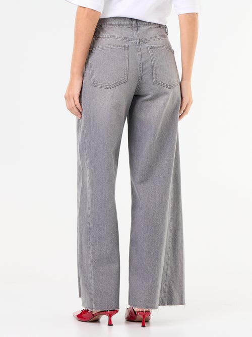 Jean wide leg avec bord à cru - Kiabi