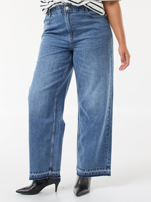 Jean wide leg avec bords à cru - Kiabi