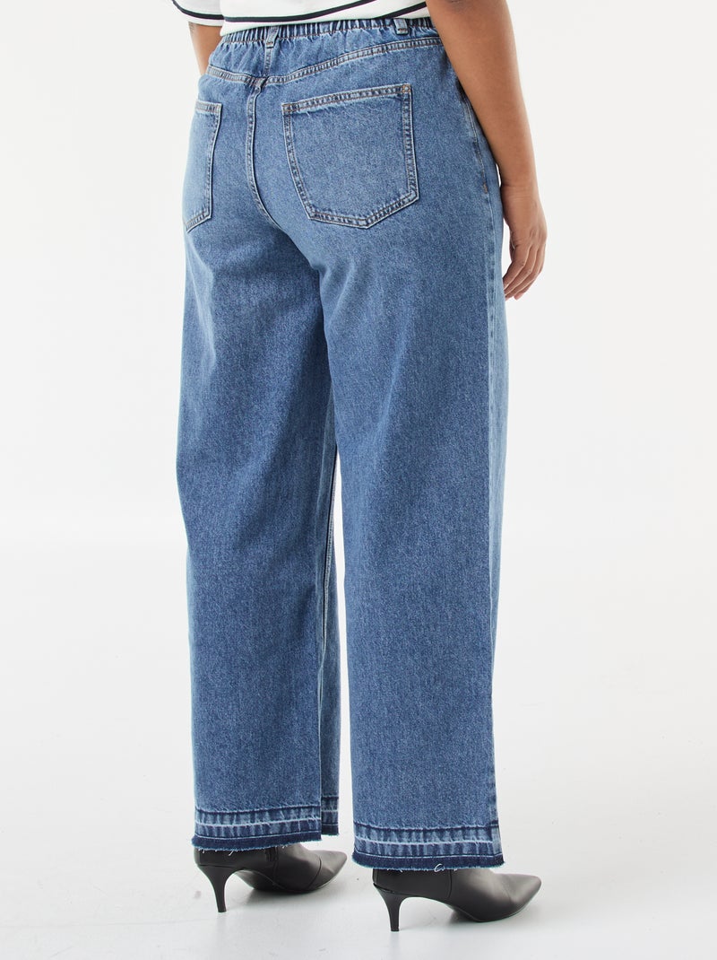 Jean wide leg avec bords à cru Bleu - Kiabi