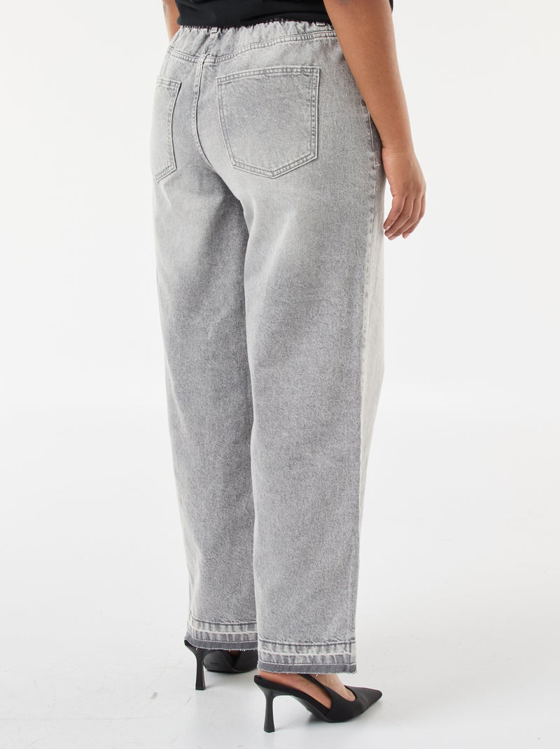 Jean wide leg avec bords à cru Gris - Kiabi