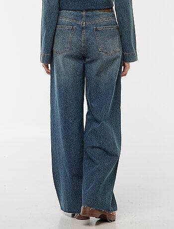 Jean wide leg avec bords à cru