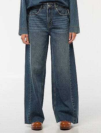 Jean wide leg avec bords à cru