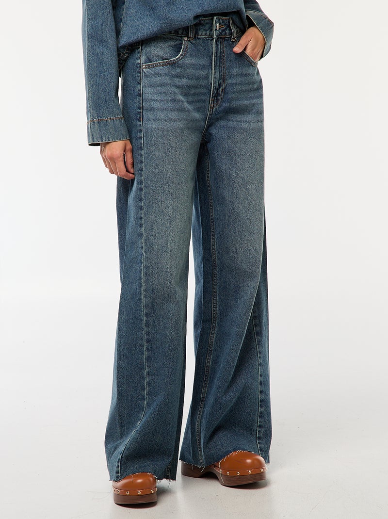 Jean wide leg avec bords à cru