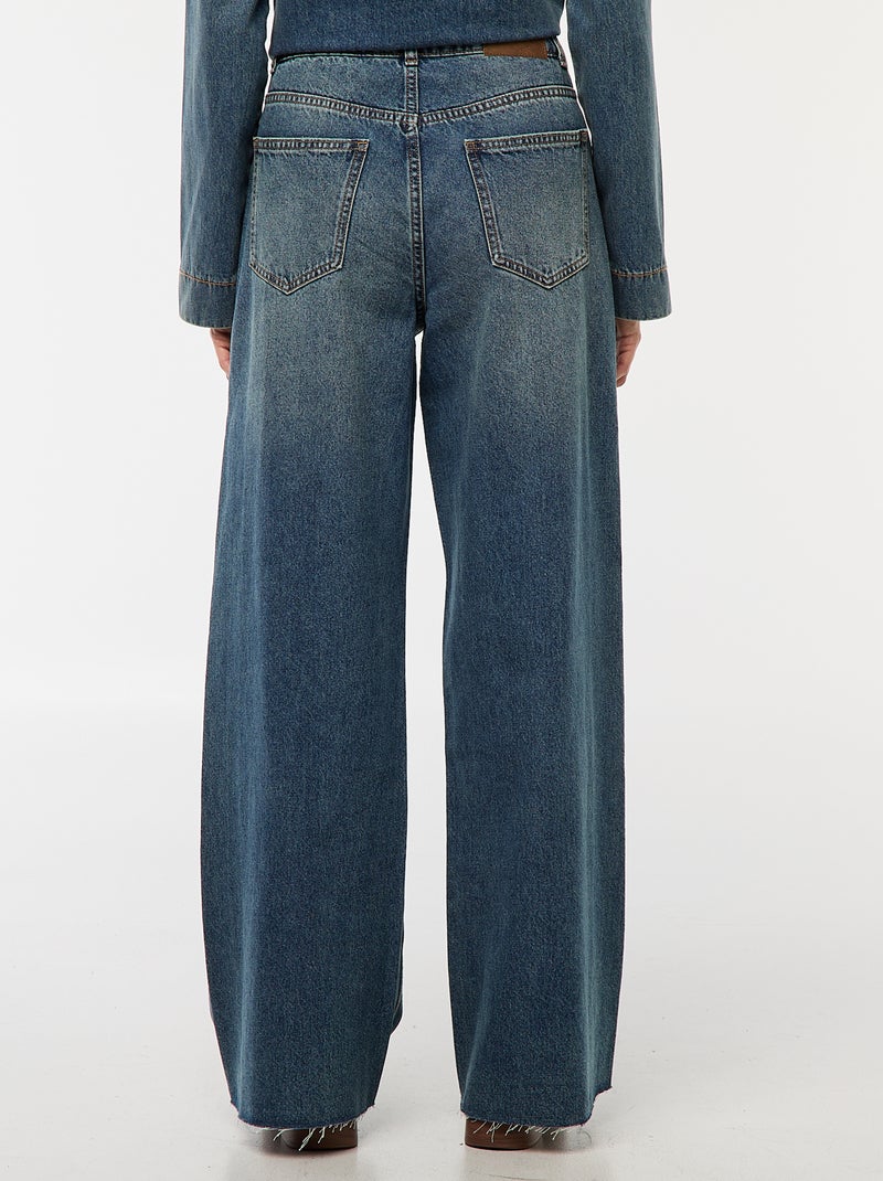 Jean wide leg avec bords à cru Stone - Kiabi
