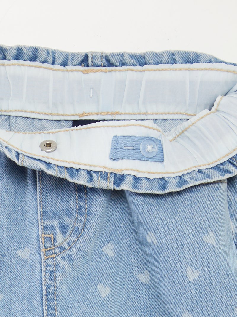 Jean wide leg avec broderies cœurs BLEU - Kiabi