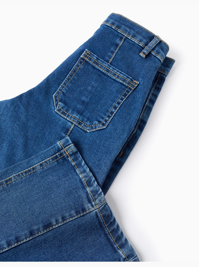 Jean Wide Leg avec Coutures Surélevées Bleu Bleu - Kiabi