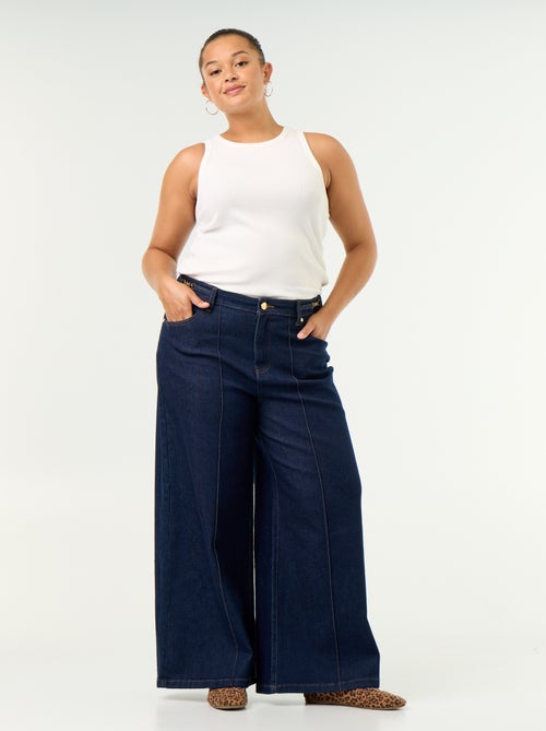 Jean wide leg avec détails dorés - Kiabi