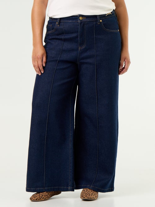 Jean wide leg avec détails dorés - Kiabi