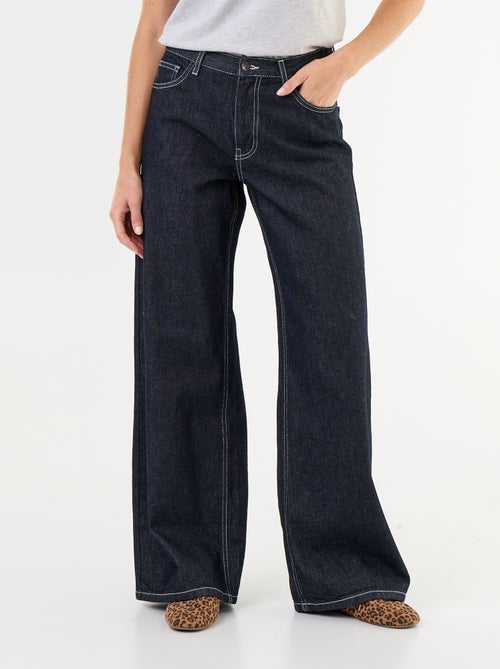 Jean wide leg avec étoiles brodées sur poches arrières - Kiabi
