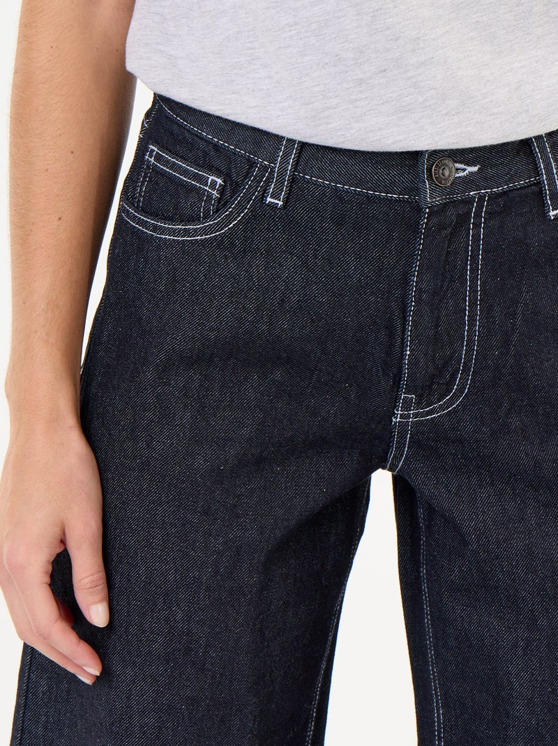 Jean wide leg avec étoiles brodées sur poches arrières Bleu - Kiabi