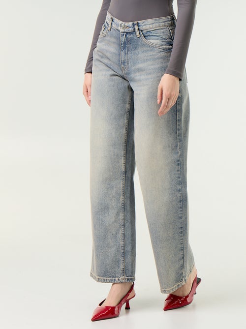 Jean wide leg avec étoiles brodées sur poches arrières - Kiabi Jean wide leg avec étoiles brodées sur poches arrières - Kiabi