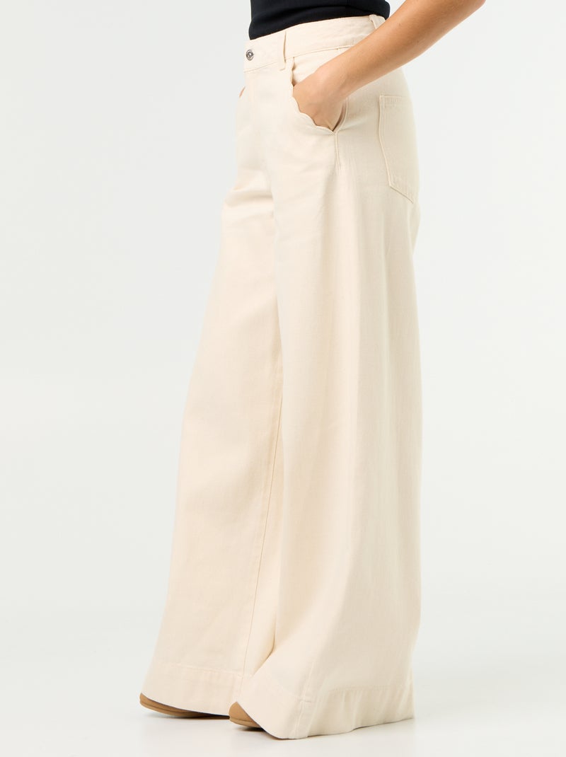 Jean wide leg avec poches découpées Blanc - Kiabi