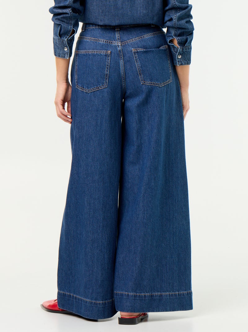 Jean wide leg avec poches découpées Bleu - Kiabi