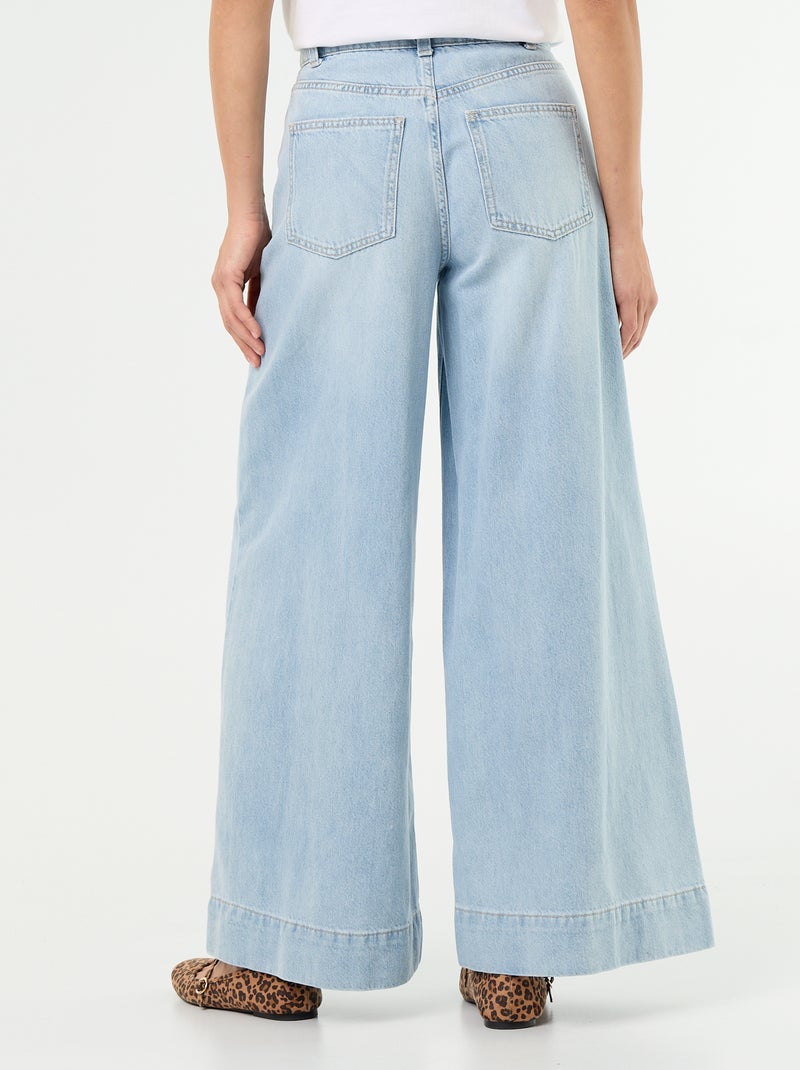Jean wide leg avec poches découpées Bleu - Kiabi