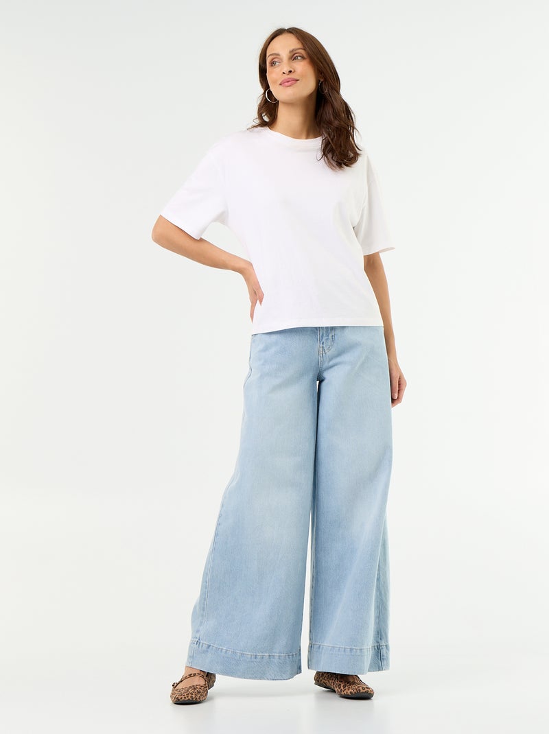 Jean wide leg avec poches découpées Bleu - Kiabi